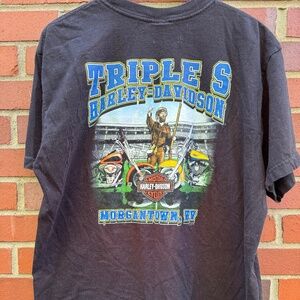 Y2K 2008 Triple S Harley Davidson West Virginia WVU Mountaineer Shirt- XL